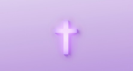 Obraz premium Modern aesthetic with a softly glowing light purple cross on a calm pastel colored background