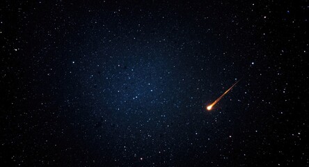 Fototapeta premium Glowing falling stars and blazing meteorites illuminate the starry night backdrop