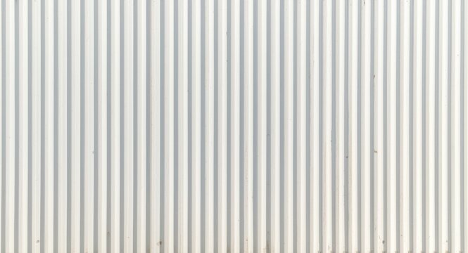 Minimalist white shed facade with rough corrugated metal wall and soft daylight