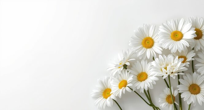 Smooth white studio background displaying bright Transvaal Daisy flowers with copy space