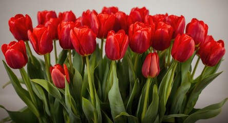 Fototapeta premium Radiant red tulips signifying perfect love messages