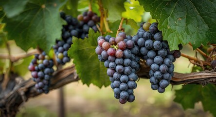 Fototapeta premium Detailed Photography of Grapes Growing Organically in Natural Farm