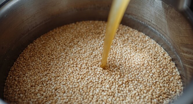 Home brewing process combining malt grains in mash tun for craft beer production