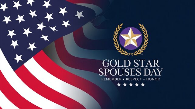 Gold Star Spouses Day Tribute Graphic with Wreath and American Flag for Military Family Support and Memorial Recognition Services