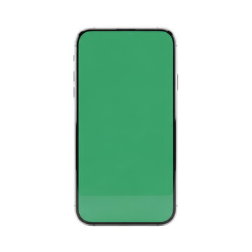 Modern smartphone device featuring a vibrant green chroma key screen for custom media replacement