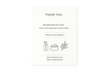 Fototapeta premium Skincare thank you note card with minimalist design