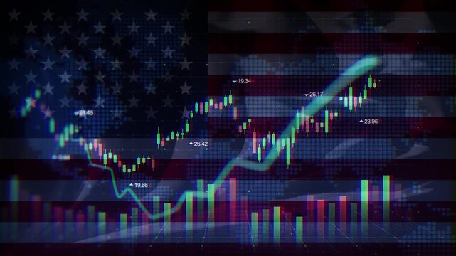 United States Flag Waving Stock Market Concepts