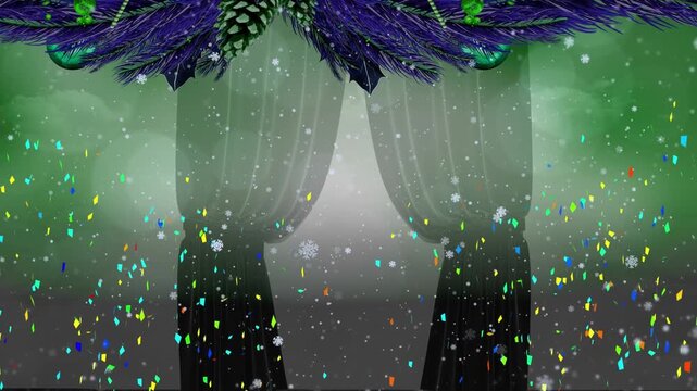 Animation of snow falling over glowing orange flowers