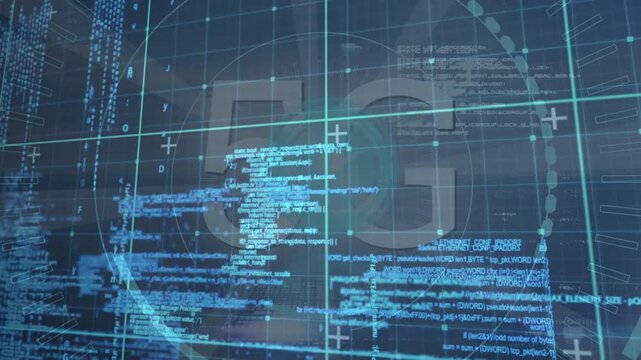 Animation of data processing and networks of connections over grind