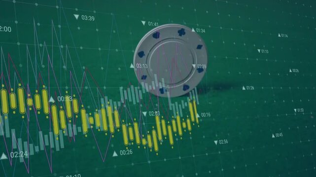 Animation of casino chip over data processing