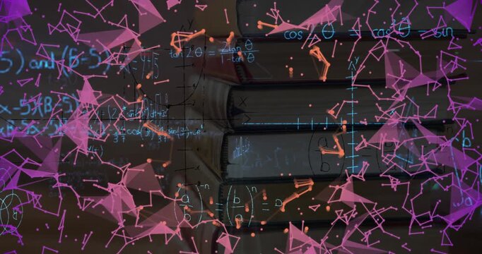 Animation of mathematical equations and shapes over books