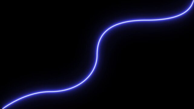 Blue Neon Curved Line on Black Background abstract