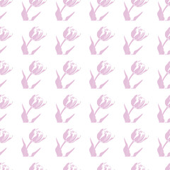  Repeating Light Purple Tulip Flower With Stem Seamless Pattern Design © Khilal