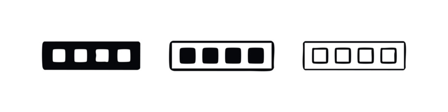 Horizontal Four Element Grid Layout Icons Set, Content Arrangement Symbol, Hand-Drawn