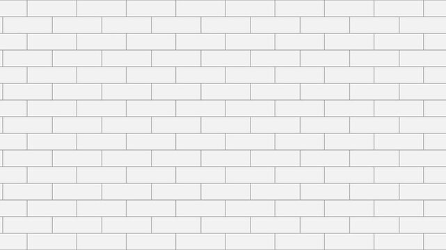 Minimal brick wall outline seamless loop animation with grey line moving horizontally from left to right on soft white background. 4K animated brick backdrop for background looping and motion graphic.