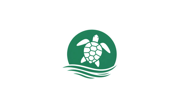 Green sea turtle logo on , transparent background, PNG