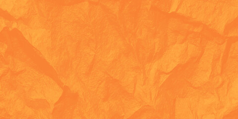Fototapeta premium Vibrant orange crumpled paper texture background with realistic creases and shadows for creative design work