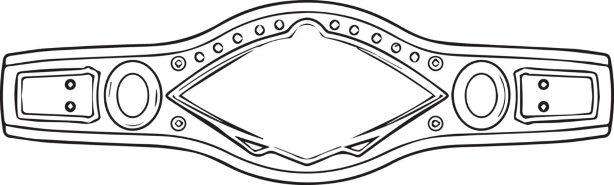 black and white wrestling championship belt icon isolated on white background