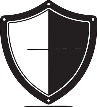 Minimalist black and white shield icon for security and protection design