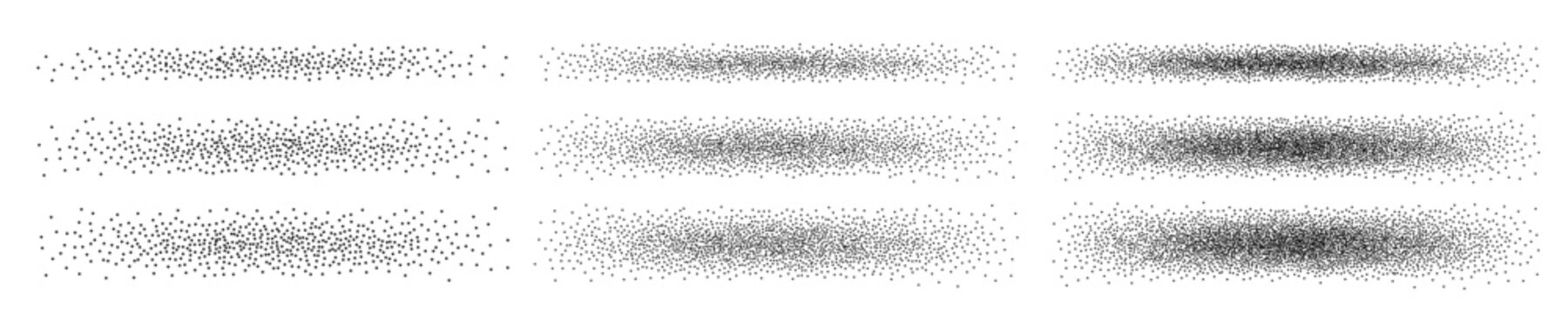 Dot noise brush effect set, grunge spray gradient lines