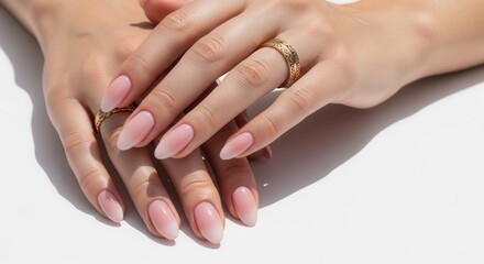 Naklejka premium Elegant Hands with Ombre Nails and Gold Rings