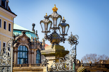 Luxurious vintage black metal street lamp