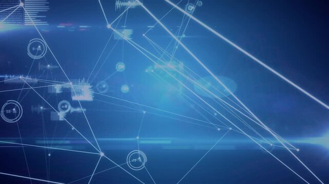 A digital animation of a mountain concept with a glowing graph interface and connecting lines