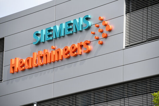 Erlangen, Bavaria, Germany - July 5, 2025: Headquarters of  Siemens Healthineers AG - siemens healthineers is a German company which provides healthcare solutions and services
