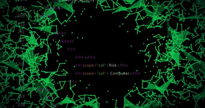 Animation of data processing over shapes moving