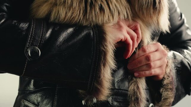 Texture of natural marten fur, luxury outerwear for women, soft fluffy surface of women's winter fur coat close-up for banners and posters.