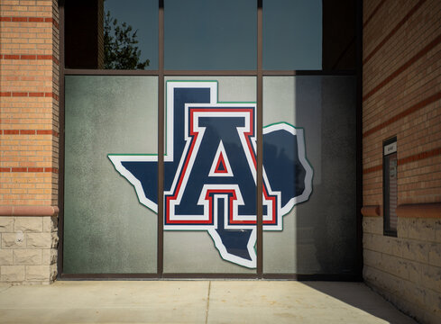 Allen ISD Logo on Building Wall at Allen High School in Allen, Texas