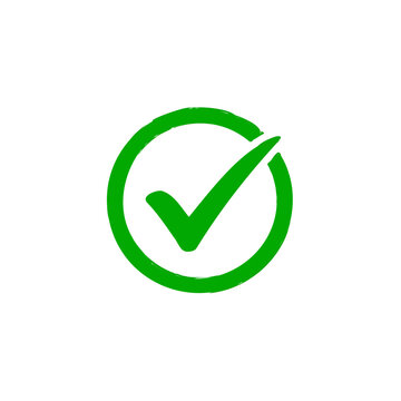 Vector illustration of green check mark icon inside a circle