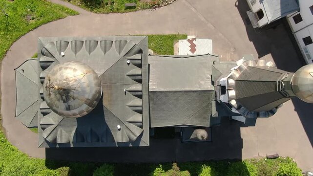Vertical drone lift over Orthodox church