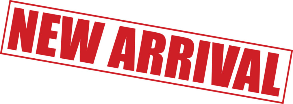 Red new arrival stamp with bold text