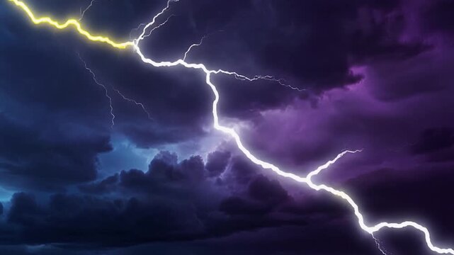 Dramatic Lightning Bolt in a Stormy Purple Sky Generative AI