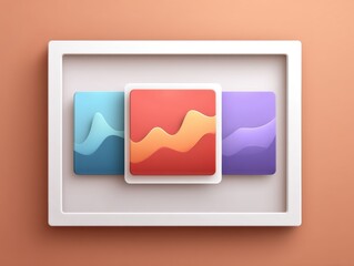 Fototapeta premium Colorful Abstract Geometric Shapes in a Modern Frame on Warm Background for Digital Art and Design Projects