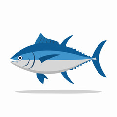 Fototapeta premium Cartoon illustration of a blue tuna fish, aquatic animal