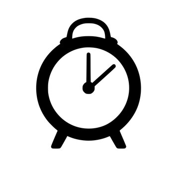 Bedside alarm clock black white icon