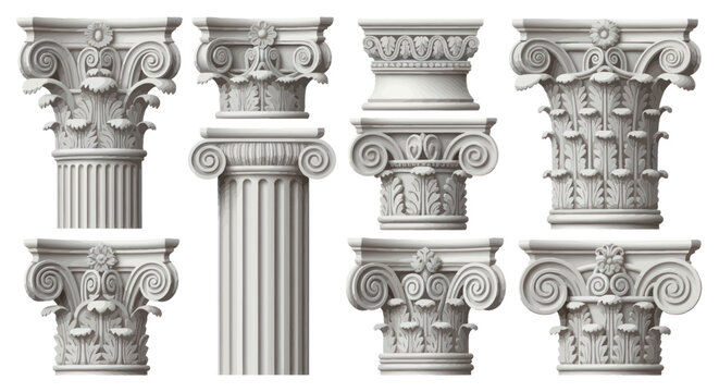 Ancient Greek Corinthian Column Capitals Collection