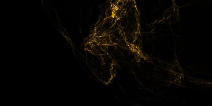 Gold particles - moving background. Wavy line flying with fast energy - dust lanterns.