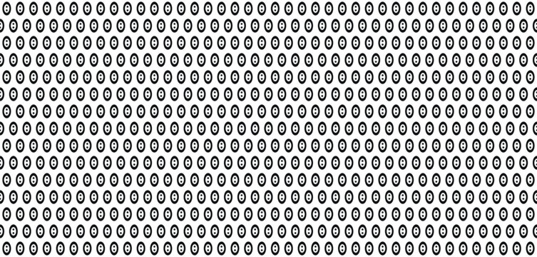 Seamless geometric black and white pattern with abstract oval shapes and dots. Modern repetitive texture background, ideal for textile, fabric, and wallpaper design.