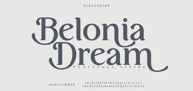 Belonia Dream Elegant alphabet letters font and number. Classic Lettering Minimal Fashion Designs. Typography modern serif fonts regular decorative vintage concept. vector illustration
