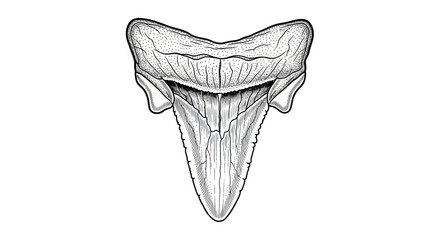 Fossilized Shark Tooth Illustration, Ancient Predator Dental Fossil © rahma
