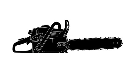 Fototapeta premium Black Silhouette of a Chainsaw on a White Background