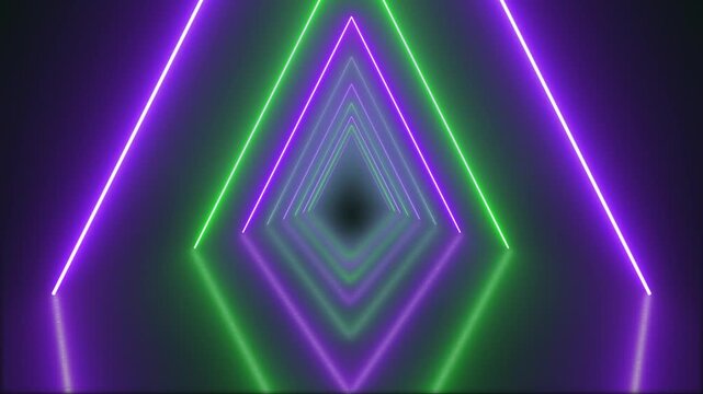  Triangle Neon Tunnel Seamless Loop 4K Futuristic Glowing VJ Background for Visuals and Motion Graphics