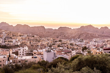 Obraz premium Sunset in Wadi Musa town, Jordan