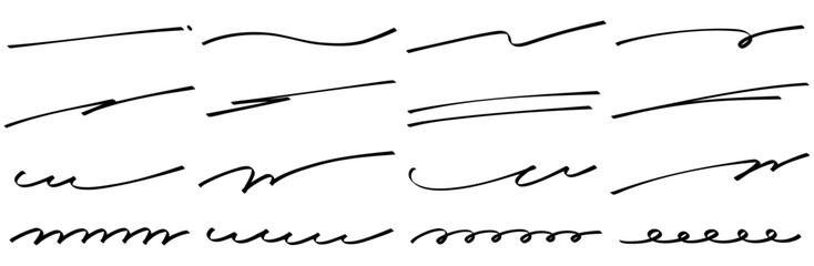 手書きマーカー風横長アンダーライン装飾セット