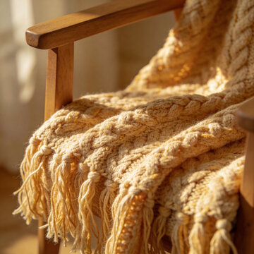 Yellow knit blanket