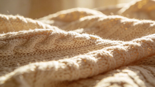 Wool fabric showing knitting pattern