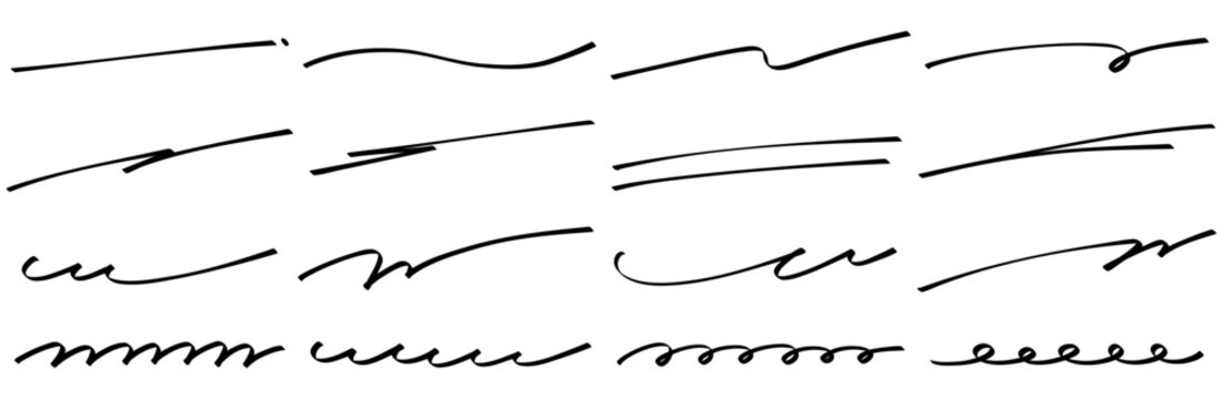 手書きマーカー風横長アンダーライン装飾セット